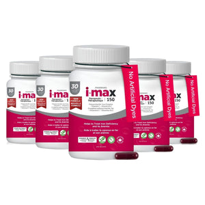 Pharmaris i-max Iron Supplement  150 mg – Gentle Polysaccharide Iron with Vitamin C & B12