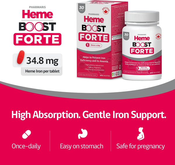 Hemeboost Forte - High Potency Iron Supplement for Women & Men - Safe for Use in Pregnancy