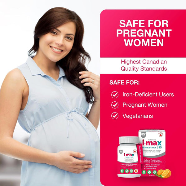 i-max Maintenance Iron, 45mg Polysaccharide-Iron Complex + Vitamin C & B12, No Artificial Dyes or Sugar, 100 Chewable Tablets