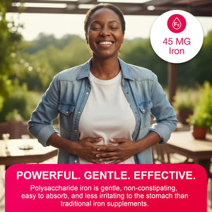 i-max Maintenance Iron, 45mg Polysaccharide-Iron Complex + Vitamin C & B12, No Artificial Dyes or Sugar, 100 Chewable Tablets