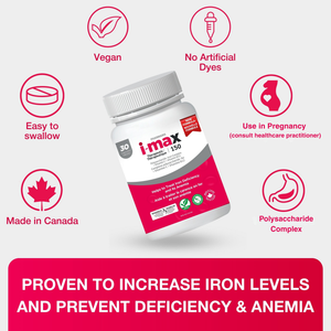 Pharmaris i-max Iron Supplement  150 mg – Polysaccharide Iron with Vitamin C & B12