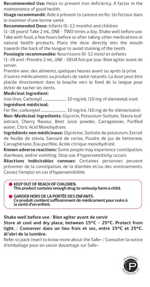 SaFe+ Liquid Iron for Children, Great Tasting Cherry Flavour