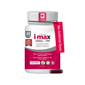 Pharmaris i-max Iron Supplement  150 mg – Polysaccharide Iron with Vitamin C & B12