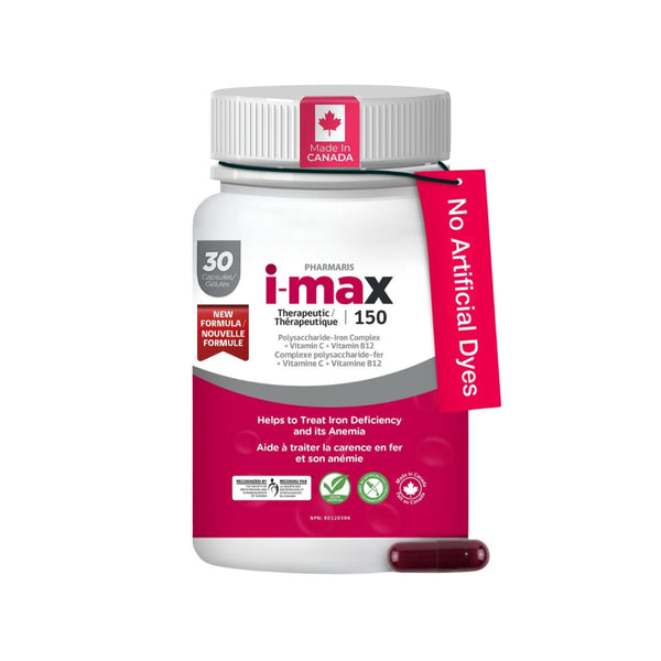 Pharmaris i-max Iron Supplement  150 mg – Polysaccharide Iron with Vitamin C & B12
