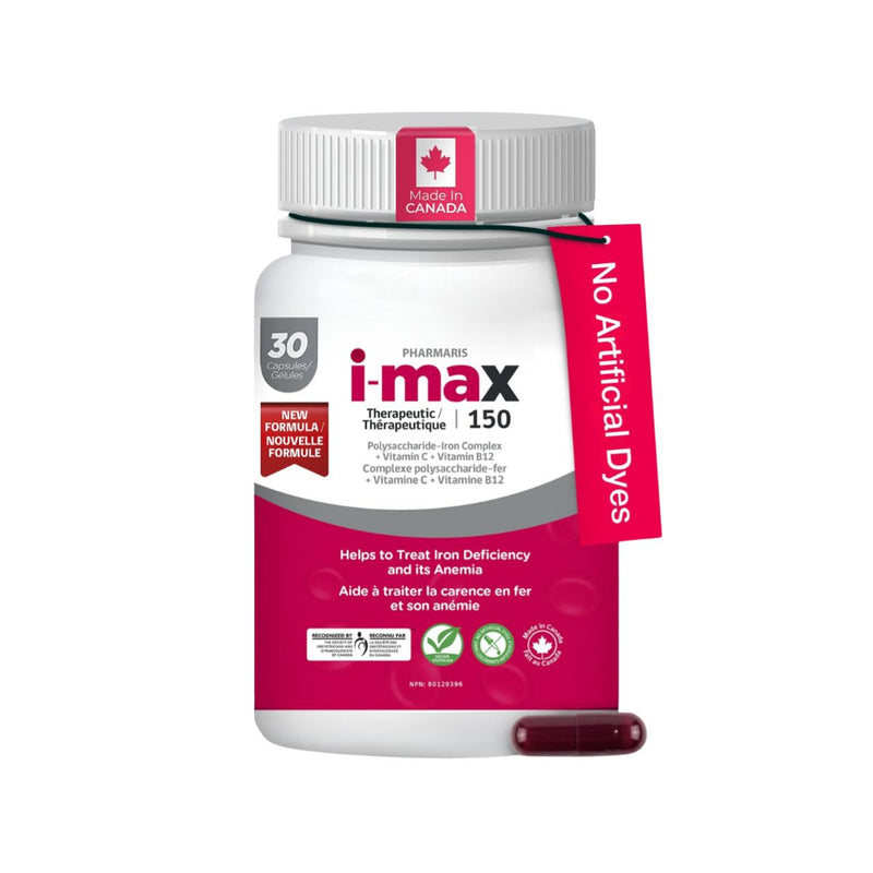 Pharmaris i-max Iron Supplement  150 mg – Polysaccharide Iron with Vitamin C & B12