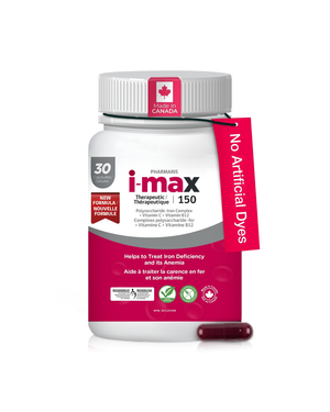 Pharmaris i-max Iron Supplement  150 mg – Polysaccharide Iron with Vitamin C & B12