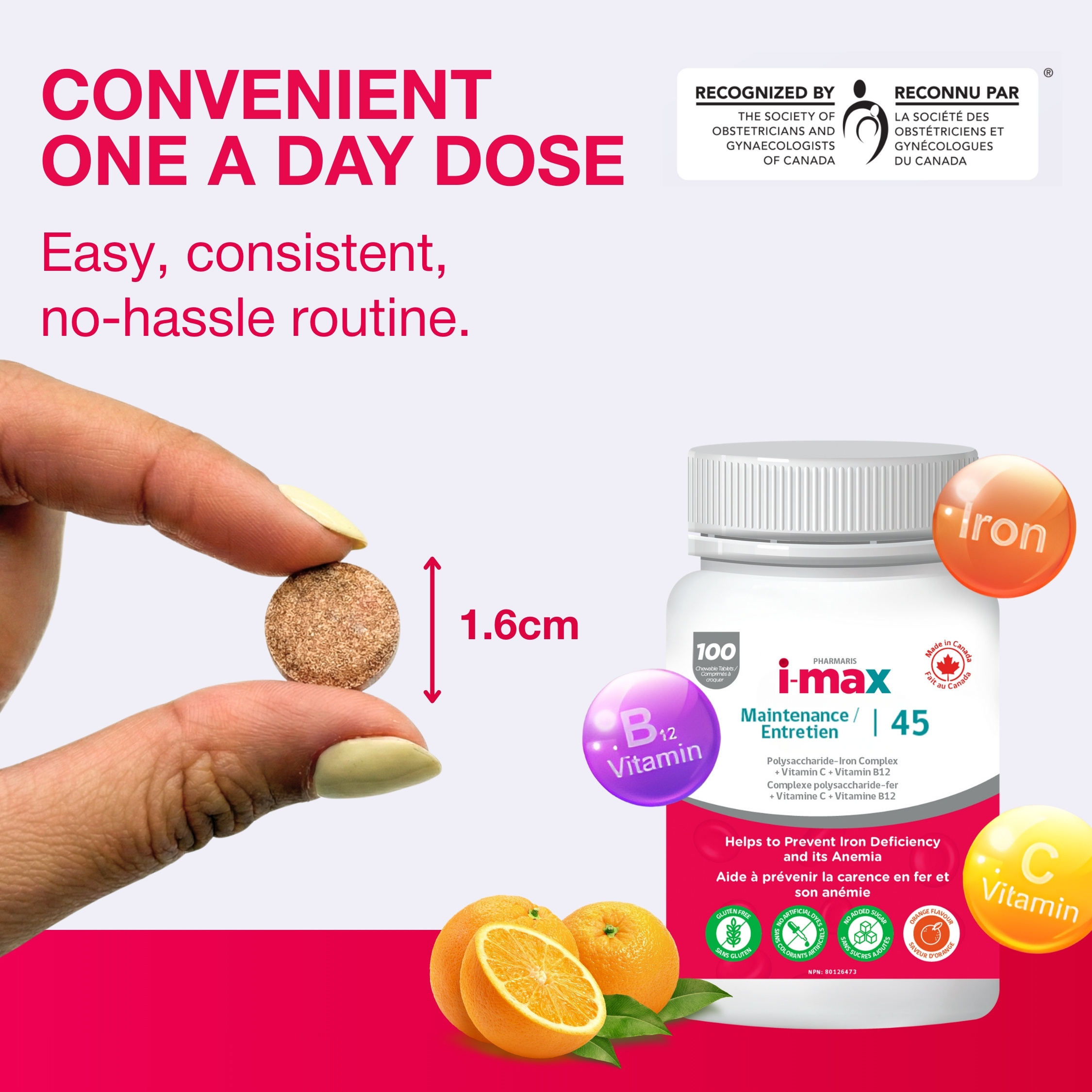 i-max Maintenance Iron, 45mg Polysaccharide-Iron Complex Vitamin C & B12
